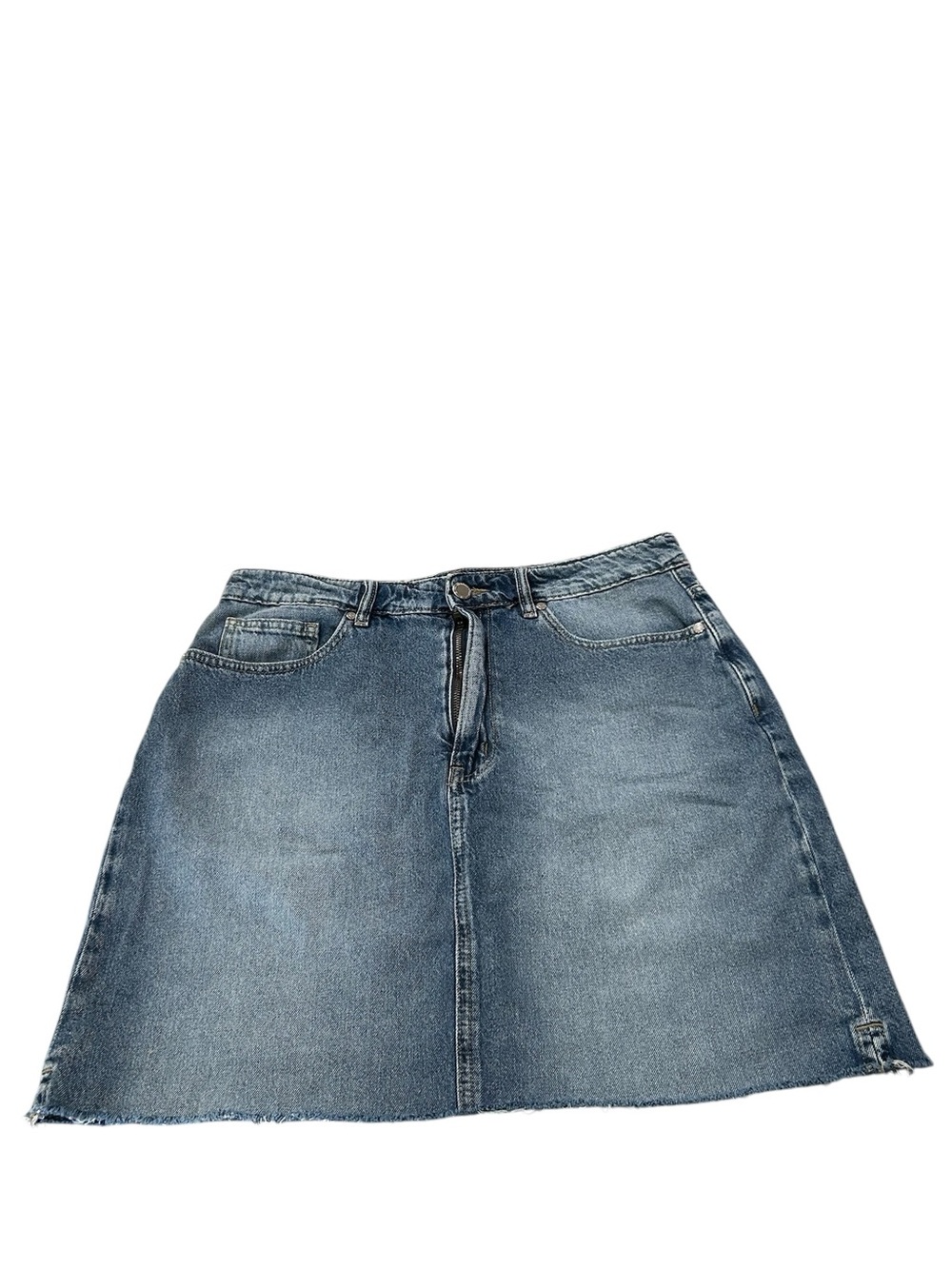 Rebecca Minkoff Raw Hem Denim Skirt Size 8 Light Wash Mini Length Cotton Jean - Picture 3 of 12